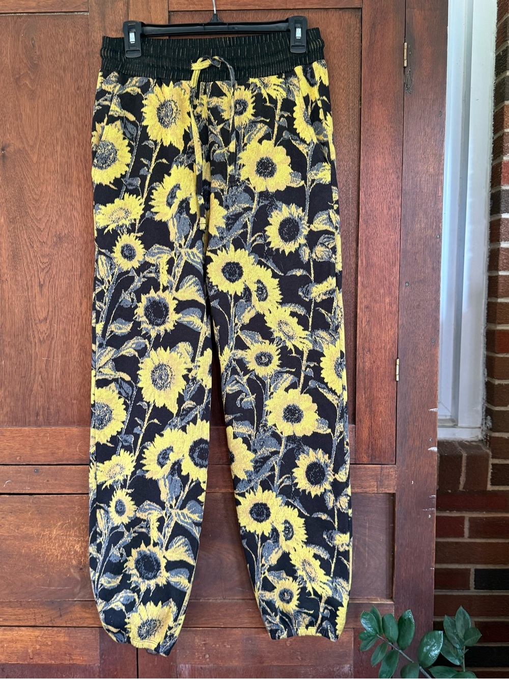 Women’s  Black & Yellow Sunflower Jogger Pants